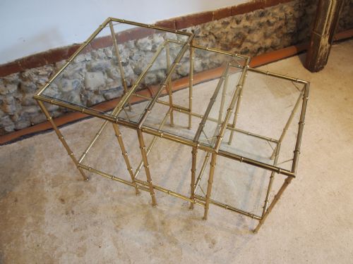 TABLES NEST OF FINE FAUX BAMBOO BRASS ITALIAN C1960 - ADDITIONAL PHOTO 5