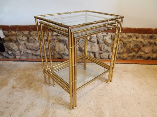 TABLES NEST OF FINE FAUX BAMBOO BRASS ITALIAN C1960 - ADDITIONAL PHOTO 8