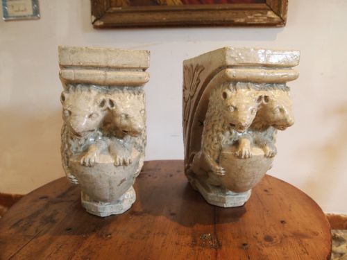 RARE PAIR OF VICTORIAN STONEWARE ARCHITECTURAL CORBELS C1880 - ADDITIONAL PHOTO 2