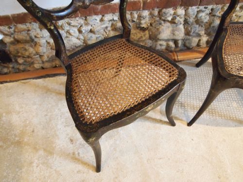 CHAIRS FINE RARE PAIR OF VICTORIAN PAINTED CHAIRS C1870 - ADDITIONAL PHOTO 5