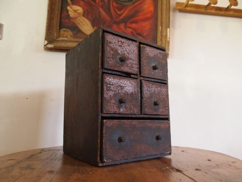 chest of drawers good primitive folk art miniature chest c1800 - CATEGORY: ANTIQUE CUPBOARDS - DATED 1800