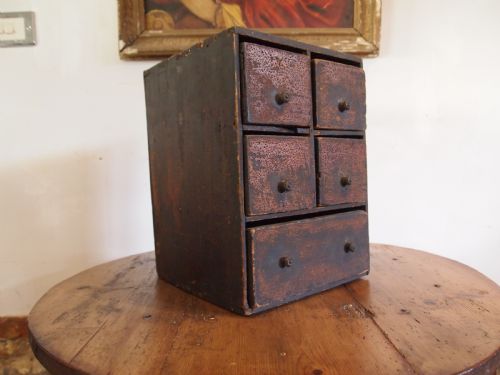 CHEST OF DRAWERS GOOD PRIMITIVE FOLK ART MINIATURE CHEST C1800 - ADDITIONAL PHOTO 8