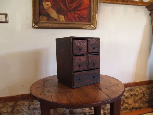 CHEST OF DRAWERS GOOD PRIMITIVE FOLK ART MINIATURE CHEST C1800 - ADDITIONAL PHOTO 11