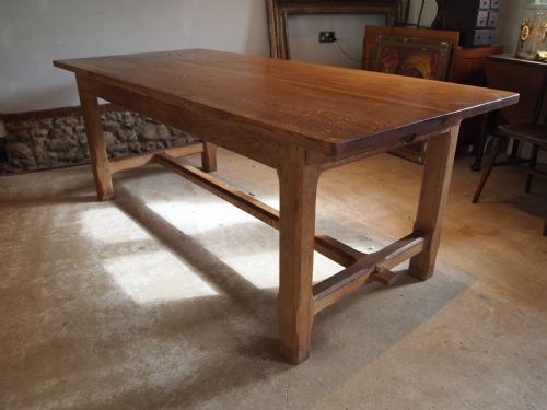 TABLE REFECTORY FARMHOUSE EXTENDING OAK ARTS AND CRAFTS C1920 - ADDITIONAL PHOTO 1