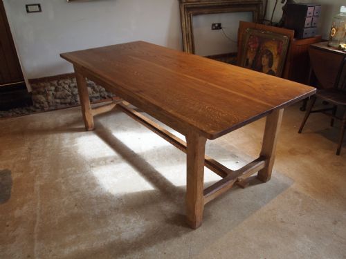 TABLE REFECTORY FARMHOUSE EXTENDING OAK ARTS AND CRAFTS C1920 - ADDITIONAL PHOTO 4