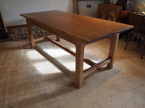 TABLE REFECTORY FARMHOUSE EXTENDING OAK ARTS AND CRAFTS C1920 - ADDITIONAL PHOTO 9