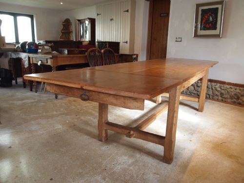 TABLE REFECTORY FARMHOUSE EXTENDING OAK ARTS AND CRAFTS C1920 - ADDITIONAL PHOTO 10