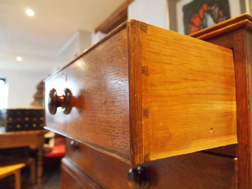 CHEST OF DRAWERS RARE GEORGE III OAK CHEST ON CHEST C1800 - ADDITIONAL PHOTO 8