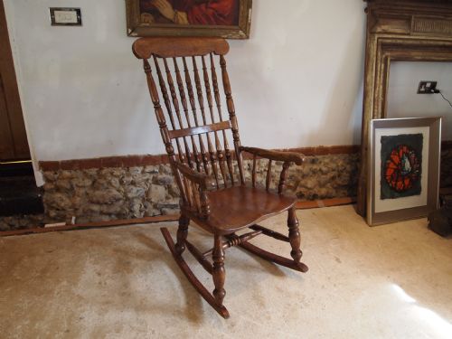 rocking chair caistor rocker john shadford victorian elm c1870 - CATEGORY: ANTIQUE CHAIRS - DATED VICTORIAN