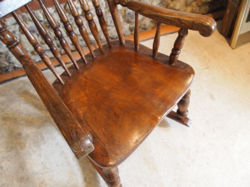 ROCKING CHAIR CAISTOR ROCKER JOHN SHADFORD VICTORIAN ELM C1870 - ADDITIONAL PHOTO 1