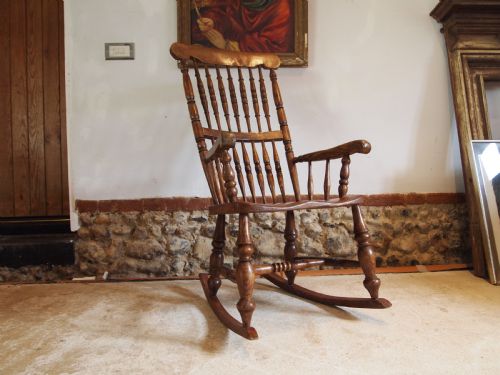 ROCKING CHAIR CAISTOR ROCKER JOHN SHADFORD VICTORIAN ELM C1870 - ADDITIONAL PHOTO 2