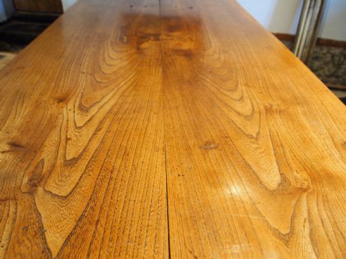 TABLE STUNNING VERY RARE ELM TWO PLANK REFECTORY FARMHOUSE DINING C1820 - ADDITIONAL PHOTO 3
