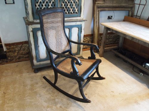 CHAIR ROCKING CHAIR SWEDISH ORIGINAL PAINT C1860 - ADDITIONAL PHOTO 7