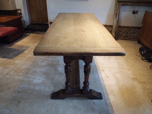 TABLE LARGE FRENCH OAK MONASTIC REFECTORY DINING TABLE C1890 - ADDITIONAL PHOTO 1