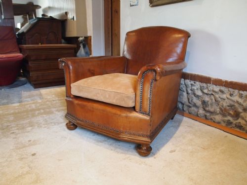 CHAIR OUTSTANDING TAN LEATHER CLUB EDWARDIAN ARMCHAIR C1910 - ADDITIONAL PHOTO 2