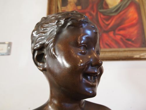 THE LAUGHING BOY BRONZE AND ELM RARE DESIDERIO DA SETTIGNANO 14301464 - ADDITIONAL PHOTO 3