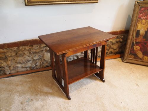 TABLE ARTS AND CRAFTS MISSION TYPE WALNUT LAMP HALL COFFEE C1900 - ADDITIONAL PHOTO 1