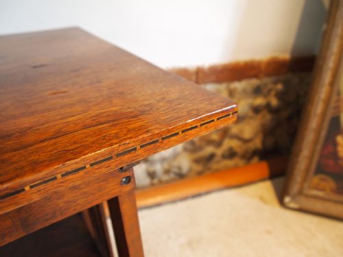 TABLE ARTS AND CRAFTS MISSION TYPE WALNUT LAMP HALL COFFEE C1900 - ADDITIONAL PHOTO 2