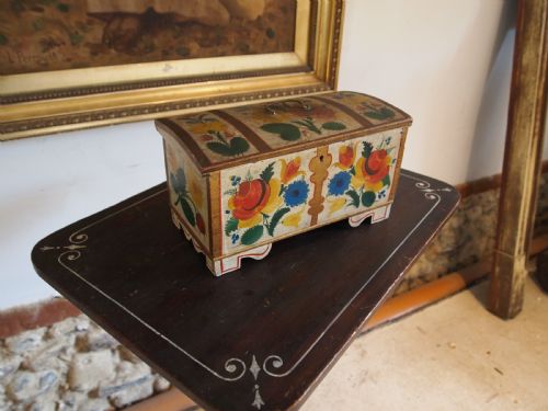 chest rare norwegian folk art miniature marriage chest c1850 - CATEGORY: ANTIQUE CHESTS - DATED 1850
