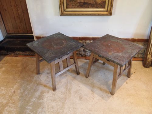TABLES RARE PAIR OF ARTS AND CRAFTS OAK COPPER WEATHERED C1900 - ADDITIONAL PHOTO 3