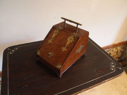 TEA CADDY RARE MINIATURE VICTORIAN COAL SCUTTLE DATED 1889 - ADDITIONAL PHOTO 4