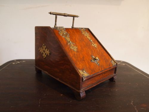 TEA CADDY RARE MINIATURE VICTORIAN COAL SCUTTLE DATED 1889 - ADDITIONAL PHOTO 5