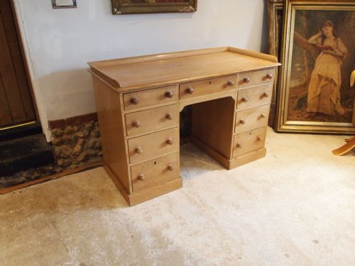 desk rare victorian pine kneehole desk c1870 - CATEGORY: ANTIQUE DESKS - DATED VICTORIAN