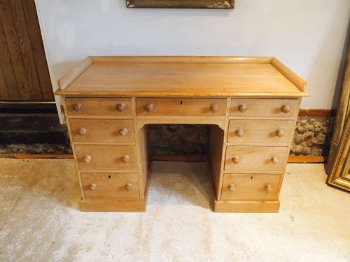 DESK RARE VICTORIAN PINE KNEEHOLE DESK C1870 - ADDITIONAL PHOTO 5