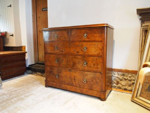 chest of drawers fine burr walnut victorian c1870 - CATEGORY: ANTIQUE CHEST OF DRAWERS - DATED VICTORIAN