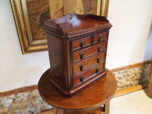 chest of drawers rare miniature apprentice victorian arts and crafts walnut - CATEGORY: ANTIQUE CUPBOARDS - DATED 1890