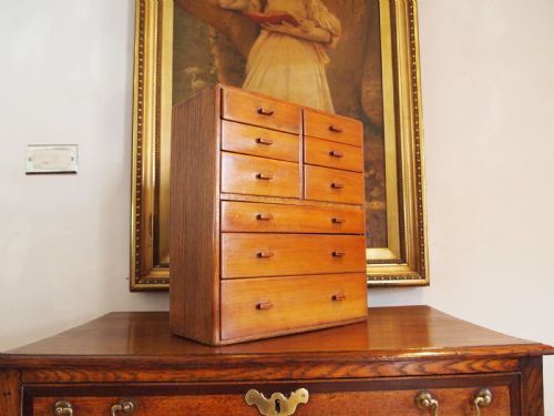 chest of drawers miniature manner of heals oakwalnut c1930 - CATEGORY: ANTIQUE CUPBOARDS - DATED 1930