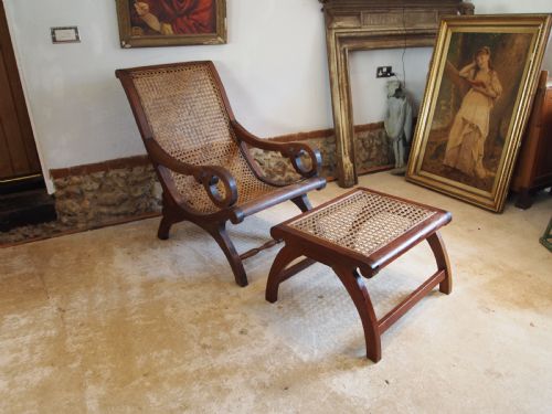 CHAIR THE MOST COMFORTABLE RARE COLONIAL EASY CHAIR STOOLTABLETEAK C1920 - ADDITIONAL PHOTO 6