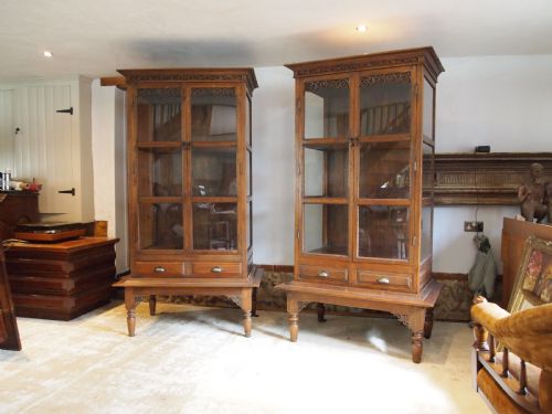 CABINETS BOOKCASE STUNNING RARE PAIR COLONIAL TEAK C1920 - ADDITIONAL PHOTO 6