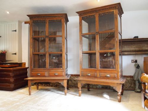 CABINETS BOOKCASE STUNNING RARE PAIR COLONIAL TEAK C1920 - ADDITIONAL PHOTO 10