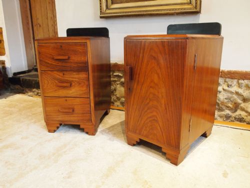 pair of art deco rosewood bedside cabinets c1930 - CATEGORY: ANTIQUE CUPBOARDS - DATED 1930