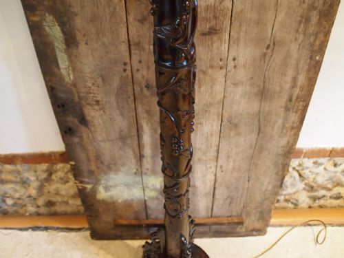 STANDARD LAMP LIGHT RARE OUTSTANDING PADOUK BURMESE CARVED C1920 - ADDITIONAL PHOTO 6