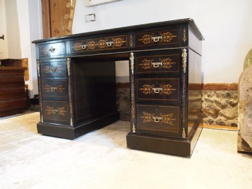EDWARDS ROBERTS FINE QUALITY TWIN PEDESTAL DESK VICTORIAN C1870 - ADDITIONAL PHOTO 1