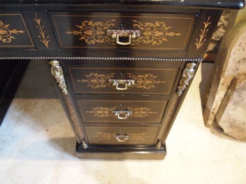 EDWARDS ROBERTS FINE QUALITY TWIN PEDESTAL DESK VICTORIAN C1870 - ADDITIONAL PHOTO 5