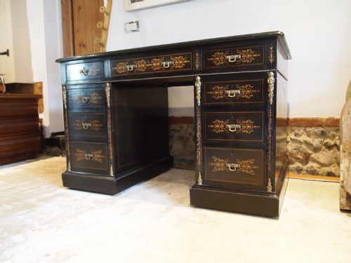 EDWARDS ROBERTS FINE QUALITY TWIN PEDESTAL DESK VICTORIAN C1870 - ADDITIONAL PHOTO 9