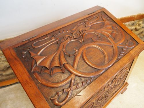 RARE ARTS AND CRAFTS MANNER OF JOHN PEARSON WALNUT MAGAZINE BOX C1900 - ADDITIONAL PHOTO 1