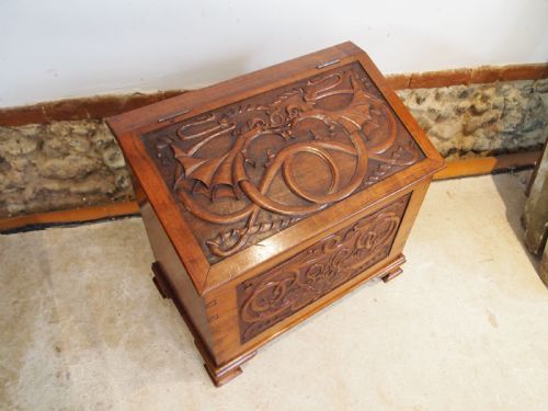 RARE ARTS AND CRAFTS MANNER OF JOHN PEARSON WALNUT MAGAZINE BOX C1900 - ADDITIONAL PHOTO 6