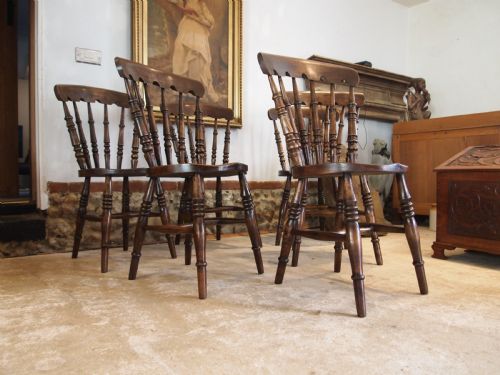 CHAIRS WONDERFUL SET OF 6 WINDSOR KITCHEN DINING CHAIRS C1880 - ADDITIONAL PHOTO 7
