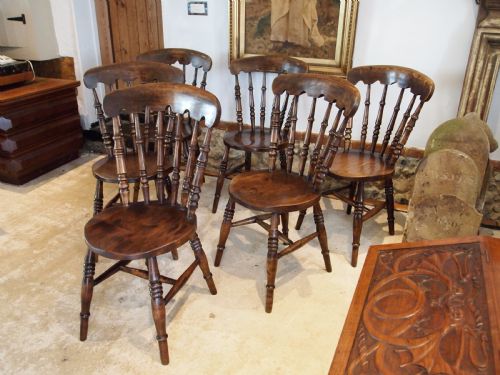 CHAIRS WONDERFUL SET OF 6 WINDSOR KITCHEN DINING CHAIRS C1880 - ADDITIONAL PHOTO 9