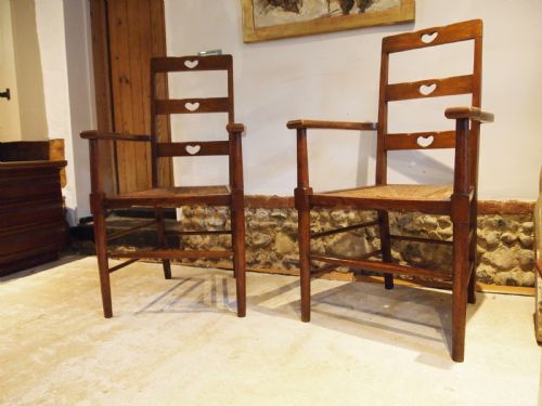 chairs outstanding pair arts crafts oak manner of voysey c1900 - CATEGORY: ANTIQUE CHAIRS - DATED 1900