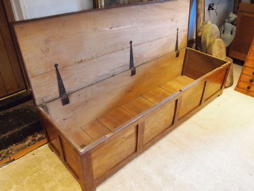BENCH SHOEBOX CHEST SOLID ELM GEORGE IV C1820 - ADDITIONAL PHOTO 1