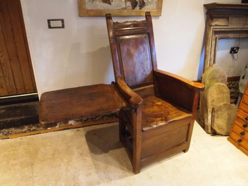 chair very rare george ii cherry and elm lambing chair with table c1750 - CATEGORY: ANTIQUE CHAIRS - DATED 18TH CENTURY