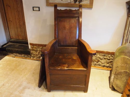 CHAIR VERY RARE GEORGE II CHERRY AND ELM LAMBING CHAIR WITH TABLE C1750 - ADDITIONAL PHOTO 8