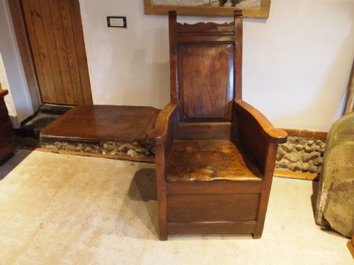 CHAIR VERY RARE GEORGE II CHERRY AND ELM LAMBING CHAIR WITH TABLE C1750 - ADDITIONAL PHOTO 13