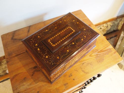 box rare killarney yew wood jewellery sewing sarcophagus shape c1870 - CATEGORY: ANTIQUE BOXES - DATED 1870