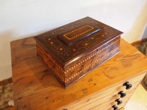 BOX RARE KILLARNEY YEW WOOD JEWELLERY SEWING SARCOPHAGUS SHAPE C1870 - ADDITIONAL PHOTO 7
